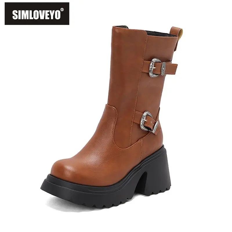 SIMLOVEYO2025 Retro Casual Women Mid Calf Footwear Round Toe 8cm Block Heels 3.5cm Platform Zipper Metal Accents Big Sizes 44 45
SIMLOVEYO2025 Retro Casual Women Mid Calf Footwear Round Toe 8cm Block Heels 3.5cm Platform Zipper Metal Accents Big Sizes 44 45
