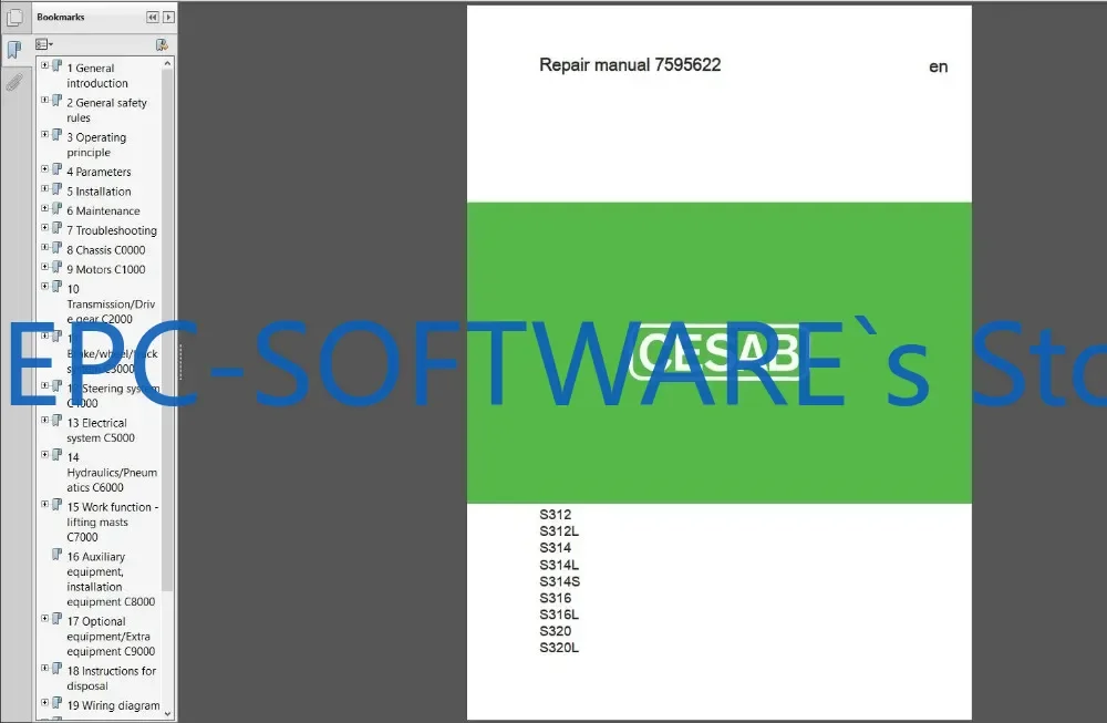EPC-SOFTWARE Каталог запасных частей для вилочного погрузчика Cesab и руководство по обслуживанию Полный DVD 28 ГБ
EPC-SOFTWARE Каталог запасных частей для вилочного погрузчика Cesab и руководство по обслуживанию Полный DVD 28 ГБ
