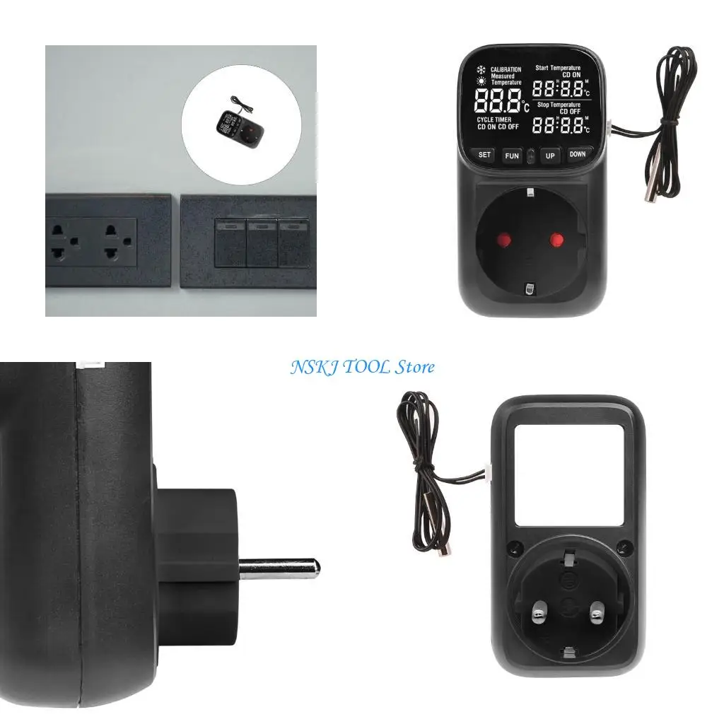 L8RC Adjustable Thermostatic EU Plugs Socket Build In Timer Functionality for Tanks