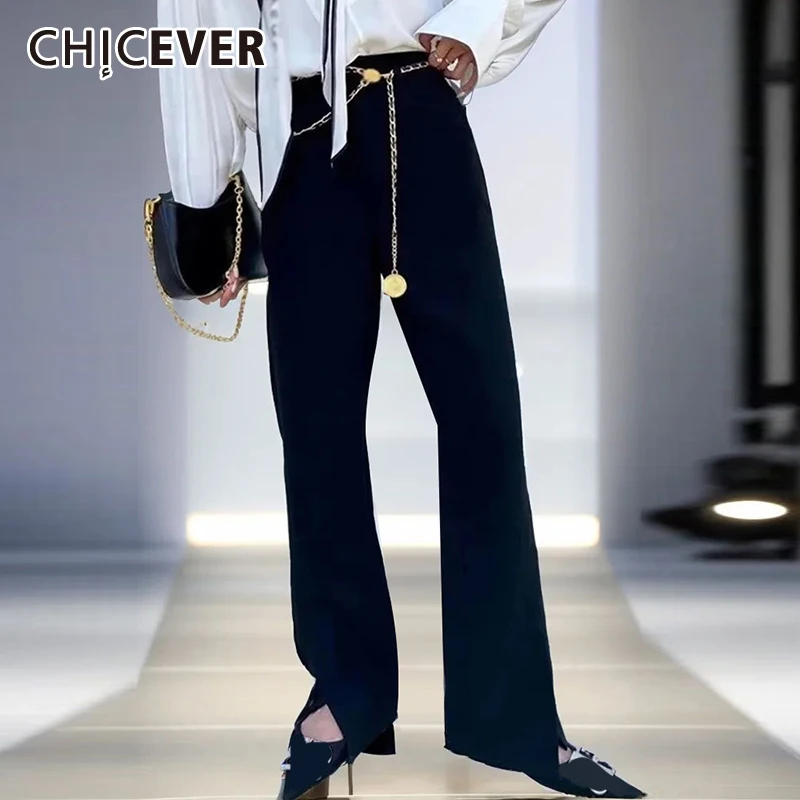 CHICEVER Straight Patchwork Chain Trouser For Women High Waist Wide Leg Split Side Casual Pants Female 2024 Fashion Clothing New
CHICEVER Straight Patchwork Chain Trouser For Women High Waist Wide Leg Split Side Casual Pants Female 2024 Fashion Clothing New