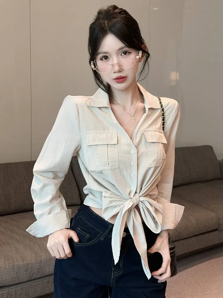 Slim Fit Long Sleeve Shirt Women's Fashion Design Double Pocket Belted Autumn Winter New Style Pure Desire Spicy Girl
Slim Fit Long Sleeve Shirt Women's Fashion Design Double Pocket Belted Autumn Winter New Style Pure Desire Spicy Girl