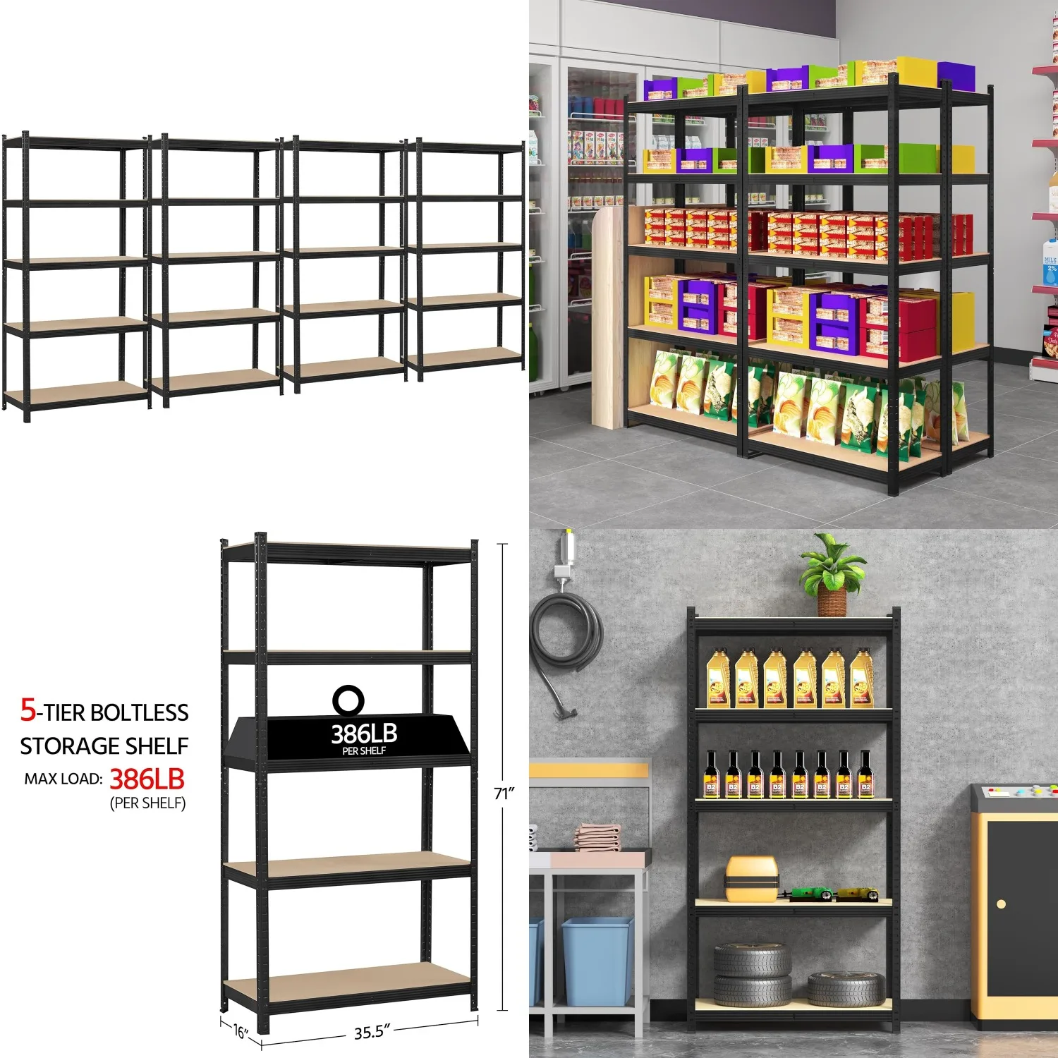5-Tier Metal Storage Shelves Adjustable Heavy Duty Garage Utility Racks 35.5x16x71 Inch, Customized
5-Tier Metal Storage Shelves Adjustable Heavy Duty Garage Utility Racks 35.5x16x71 Inch, Customized