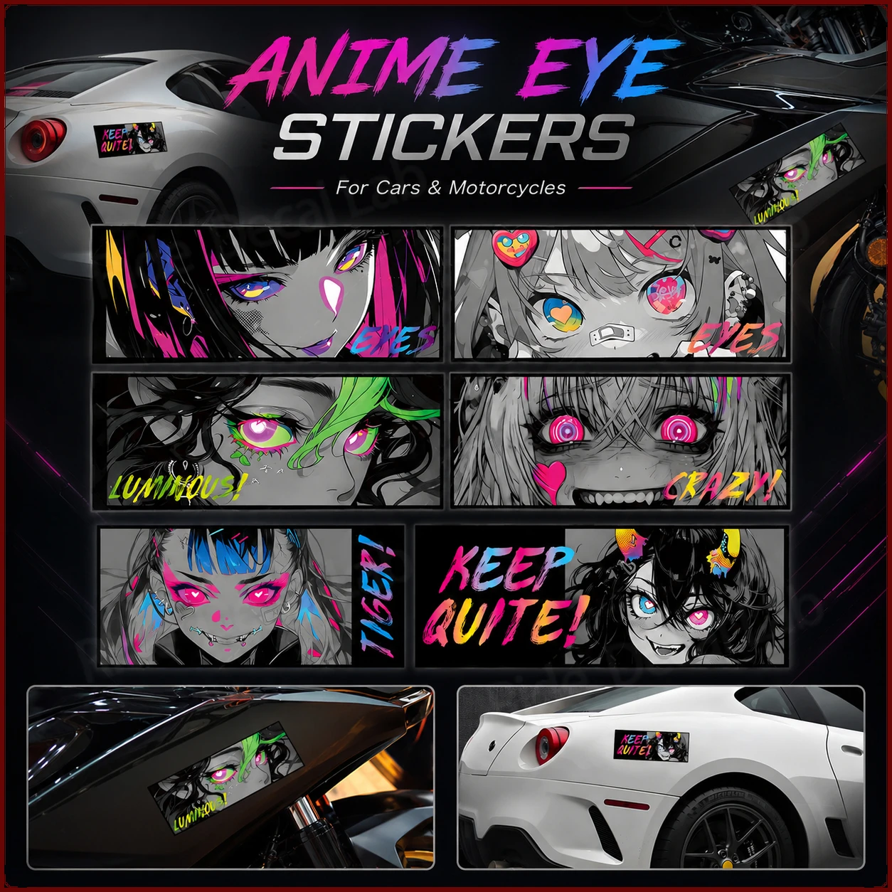 Anime Eye Stickers for Cars & Motorcycles - Cool JDM Style Decals for Electric Vehicle Decor Stylish Stickers
Anime Eye Stickers for Cars & Motorcycles - Cool JDM Style Decals for Electric Vehicle Decor Stylish Stickers