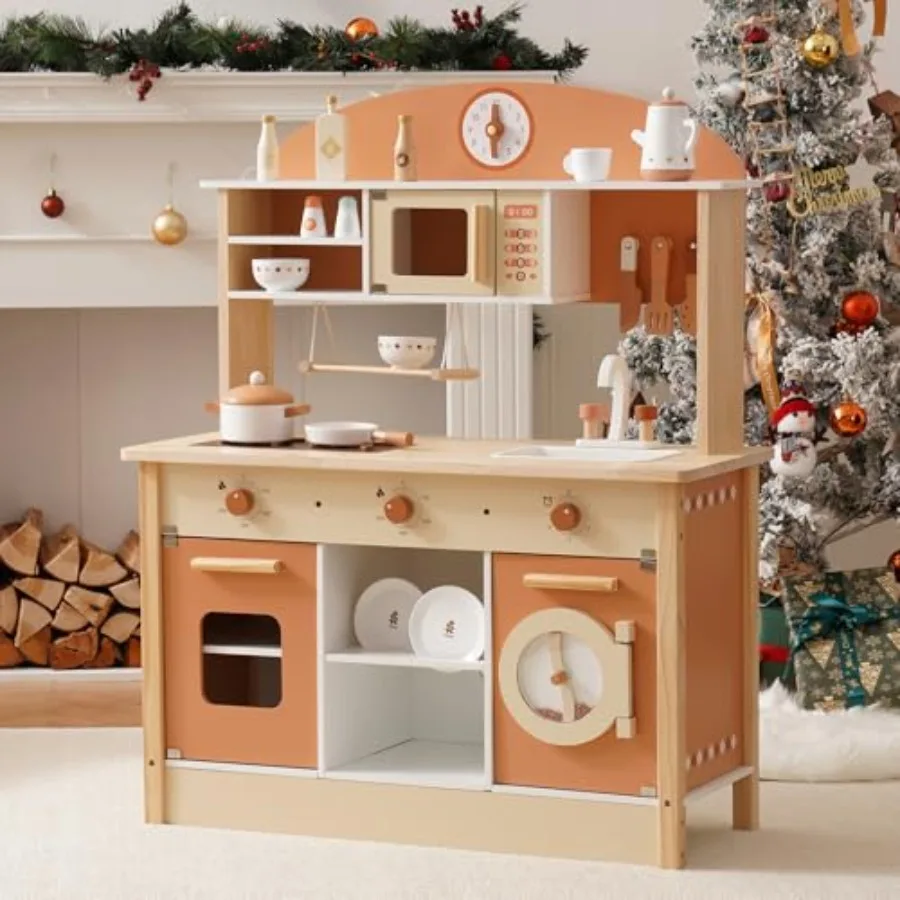 Wooden play kitchen set for kids ages 3+, brown, realistic design with dishwasher, durable hardwood construction for home and c
Wooden play kitchen set for kids ages 3+, brown, realistic design with dishwasher, durable hardwood construction for home and c