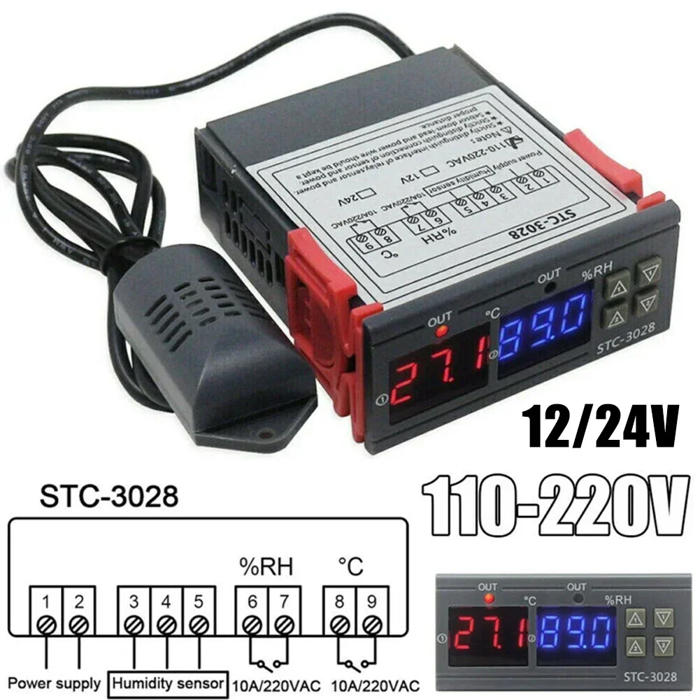STC-3028 цифровой регулятор температуры термостат 12 В/24 В/110-220 В двойной светодиодный контроллер инкубатора температуры и влажности
STC-3028 цифровой регулятор температуры термостат 12 В/24 В/110-220 В двойной светодиодный контроллер инкубатора температуры и влажности
