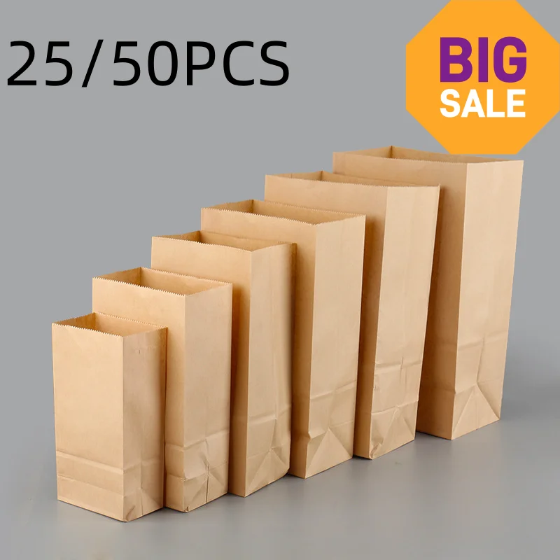 25/50pcs kraft paper bags brown exquisite gift bag recyclable takeout bags food baking packaging bag candy storage wholesale
25/50pcs kraft paper bags brown exquisite gift bag recyclable takeout bags food baking packaging bag candy storage wholesale