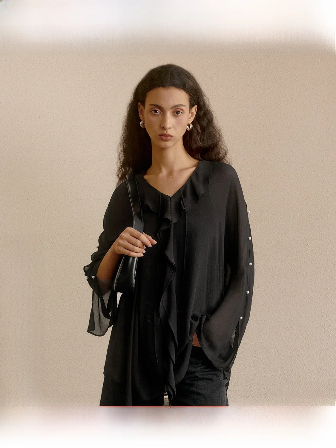 ZhiZhi Unique Silk Shirt Women's Black V-neck Lace Trim Blouse Long Sleeve Straight Cut Fashionable Autumn Top PU Material
ZhiZhi Unique Silk Shirt Women's Black V-neck Lace Trim Blouse Long Sleeve Straight Cut Fashionable Autumn Top PU Material