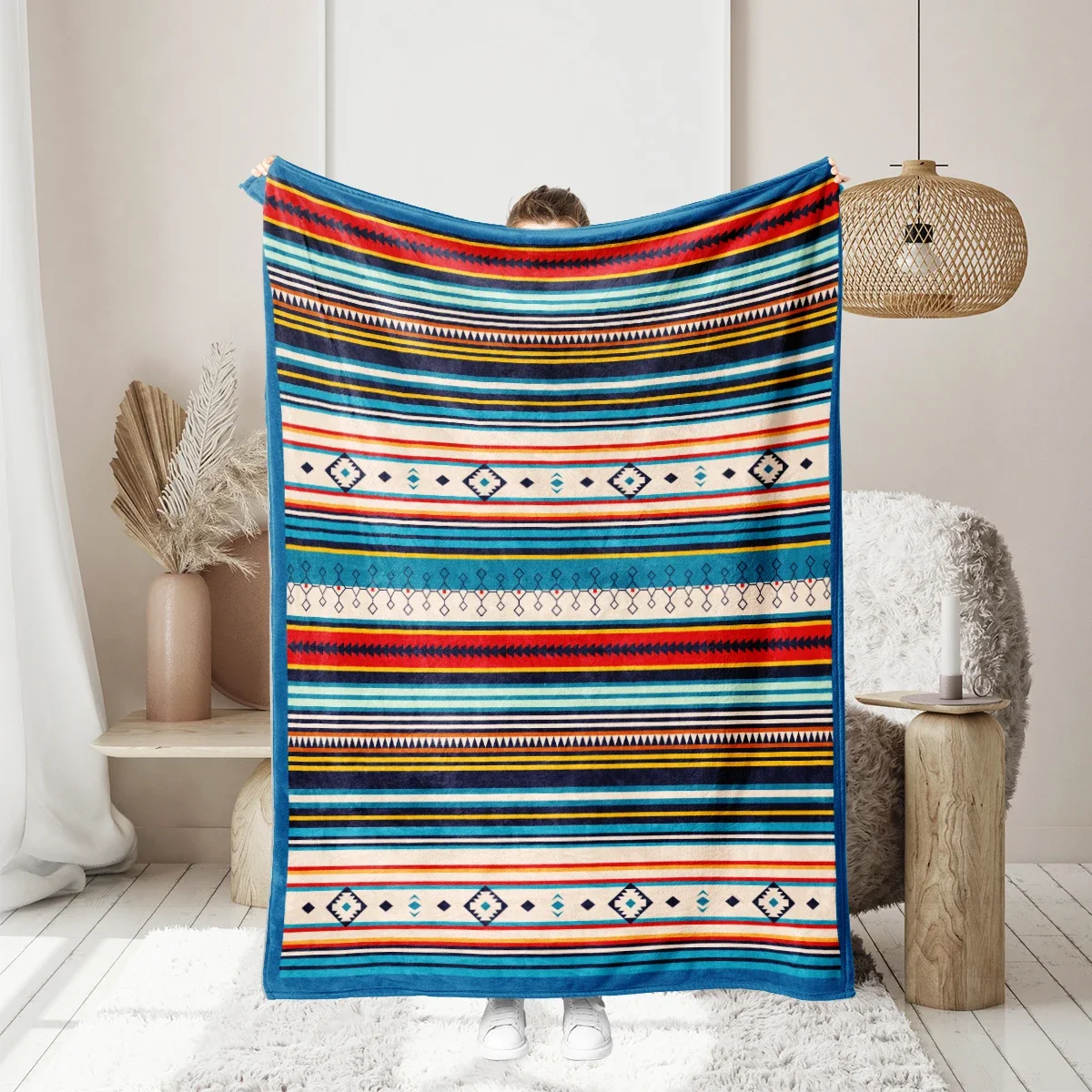 1PC Bohemian Stripes Pattern Printed Blanket, Suitable for Sofas, Beds, Offices, Travel, Camping Chairs, Warm Plush Blanket
1PC Bohemian Stripes Pattern Printed Blanket, Suitable for Sofas, Beds, Offices, Travel, Camping Chairs, Warm Plush Blanket