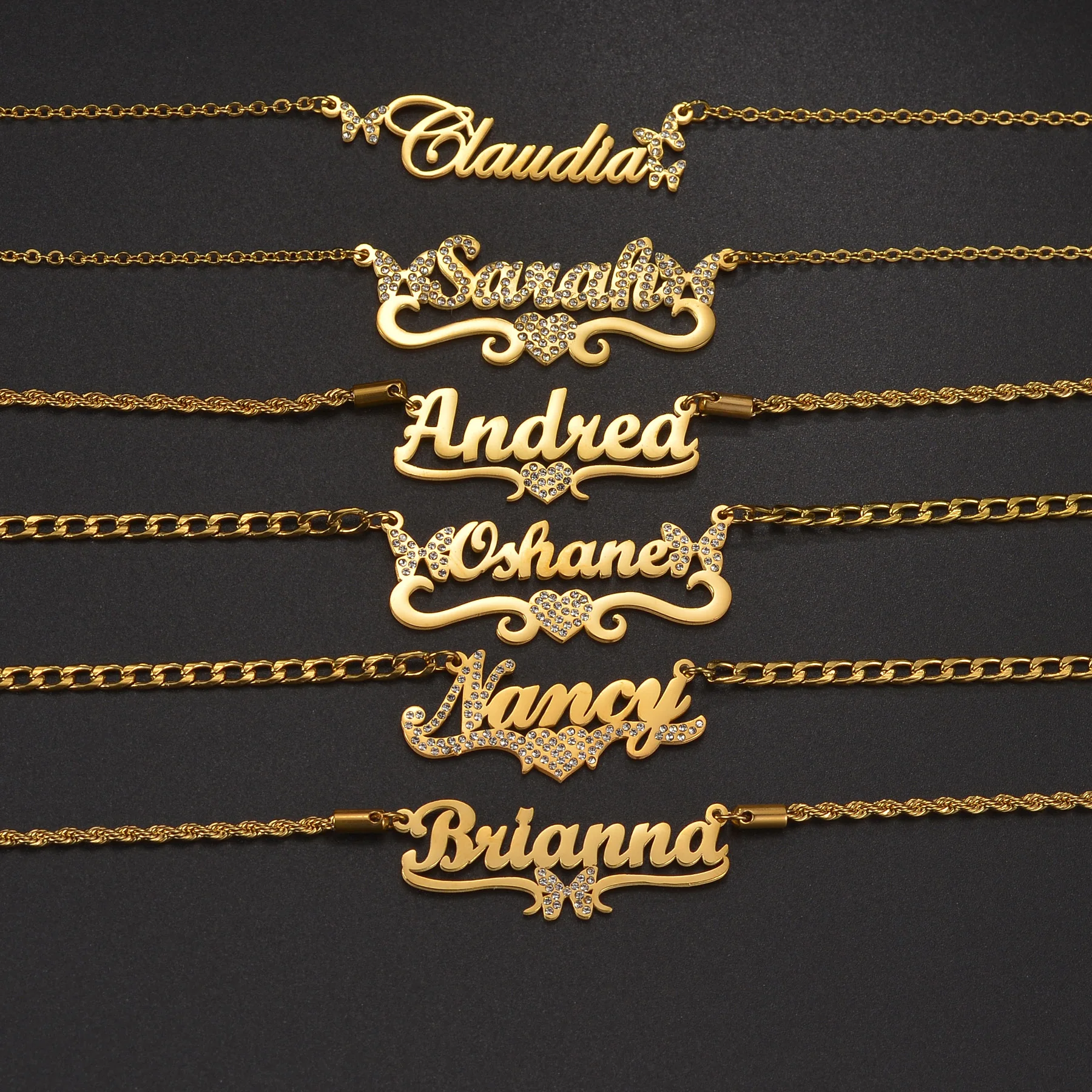 Customized Bling Zircon Name Necklace for Women Stainless Steel Personalized Shining Stone Name Pendant Twist Chain Jewelry Gift
Customized Bling Zircon Name Necklace for Women Stainless Steel Personalized Shining Stone Name Pendant Twist Chain Jewelry Gift