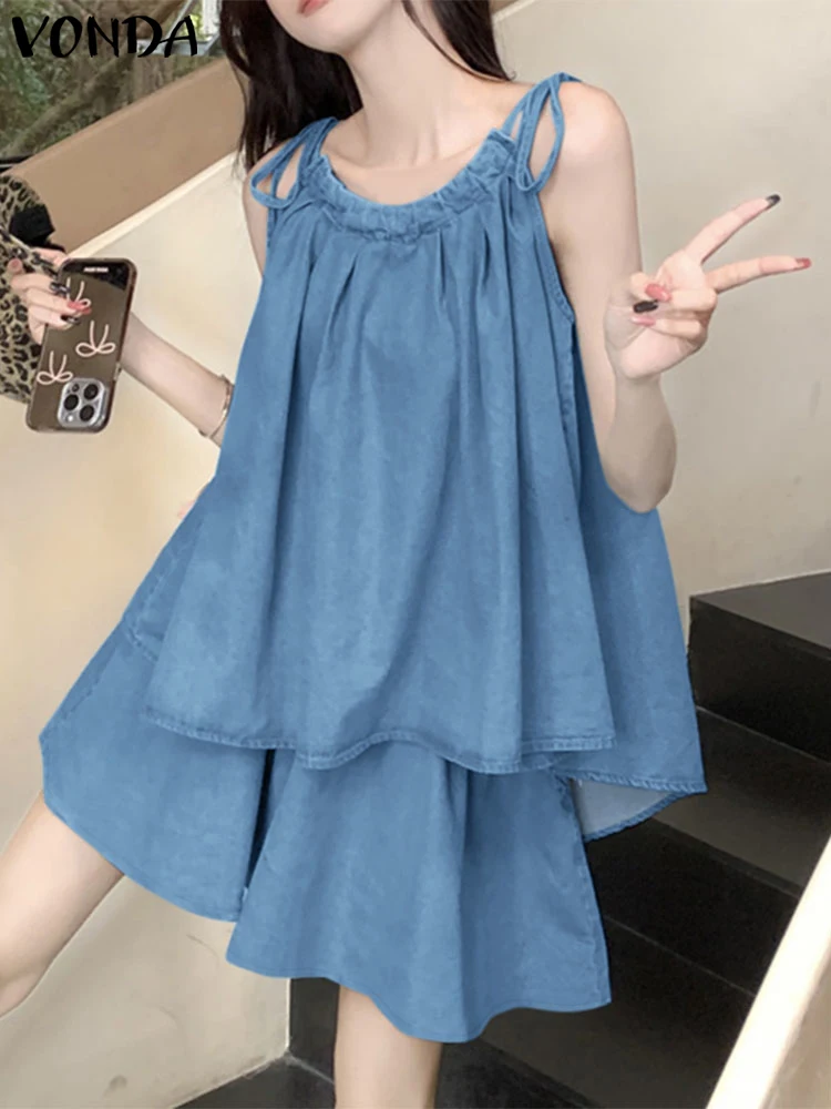 VONDA Women Short Sets Solid Color Sleeveless Outfits 2025 Female Top Shorts Matching Sets Casual Loose Two-piece Sets Oversized
VONDA Women Short Sets Solid Color Sleeveless Outfits 2025 Female Top Shorts Matching Sets Casual Loose Two-piece Sets Oversized
