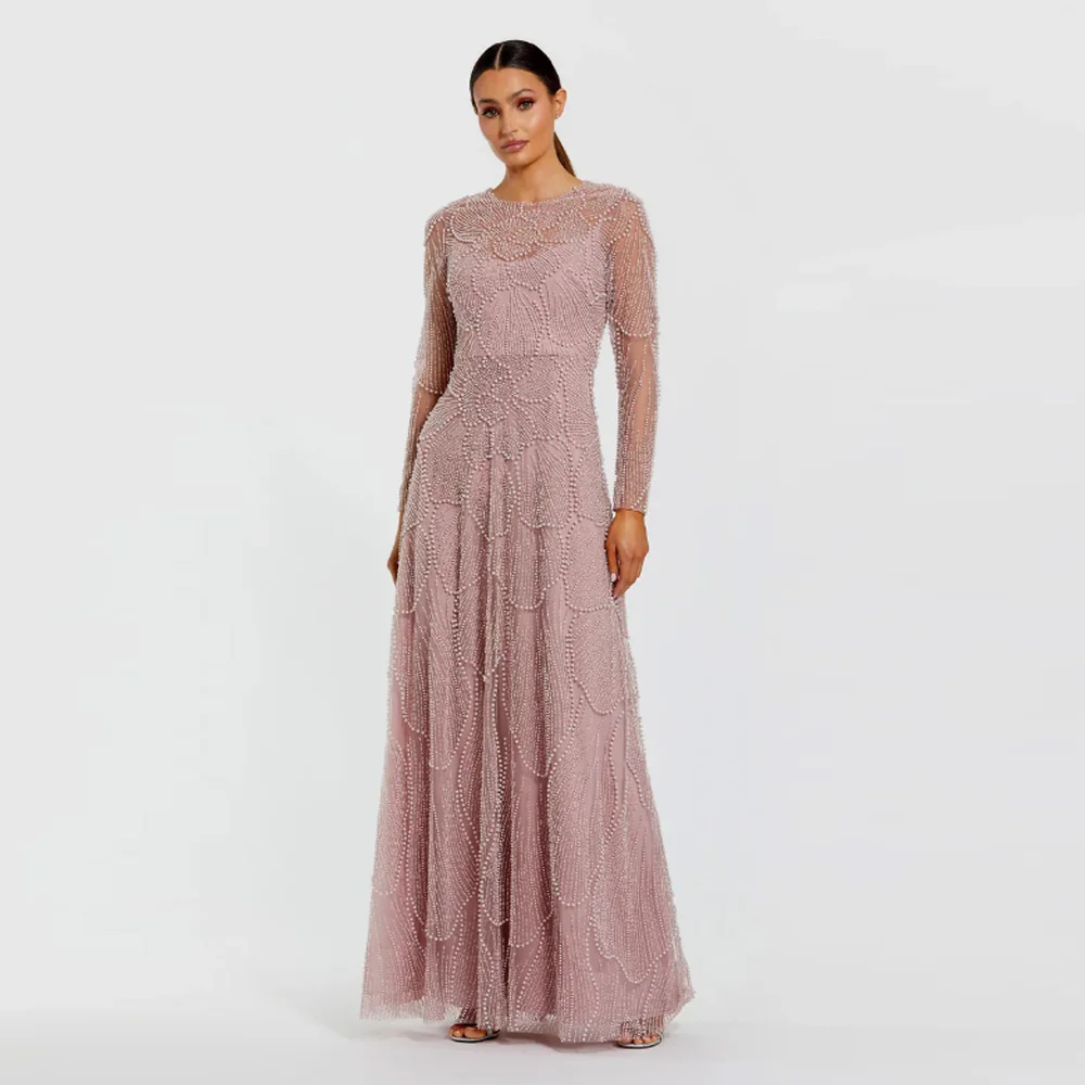 Muslim Pearls A-line Mother of the Bride Dress Luxury Long Sleeves O Neck Formal Prom Wedding Party Gown for Women Customized
Muslim Pearls A-line Mother of the Bride Dress Luxury Long Sleeves O Neck Formal Prom Wedding Party Gown for Women Customized