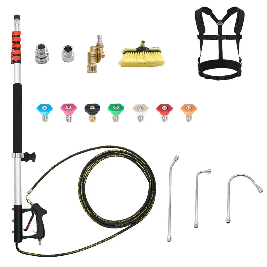 25 FT Pressure Washer Telescoping Wand for outdoor cleaning, aluminum alloy, black, extends to 25 ft with 7 nozzles, 4000 PSI c
25 FT Pressure Washer Telescoping Wand for outdoor cleaning, aluminum alloy, black, extends to 25 ft with 7 nozzles, 4000 PSI c