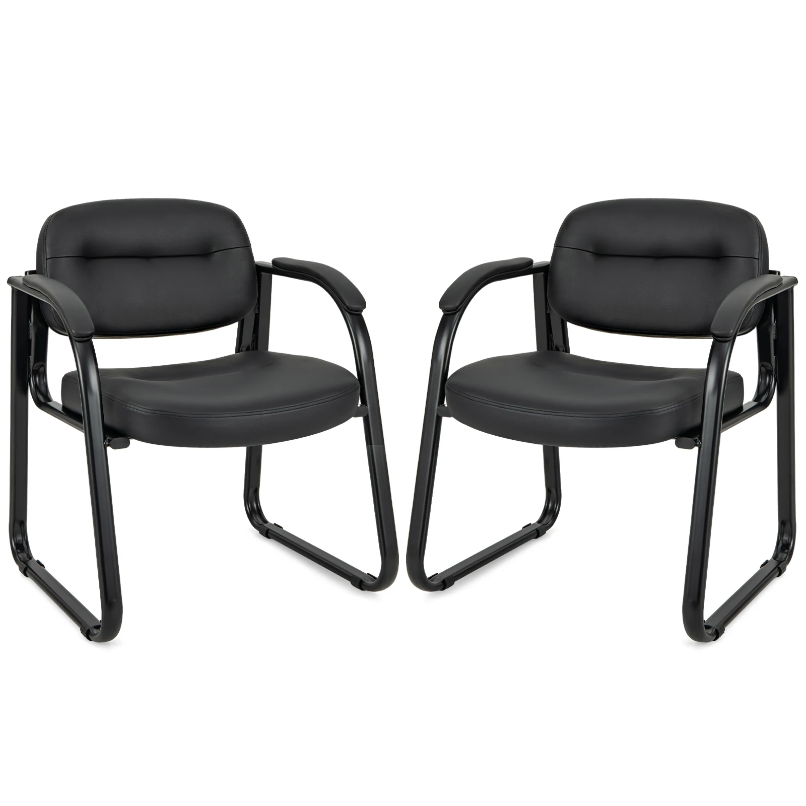Waiting Room Chair Set of 2, Reception Chairs with Sled Base and Padded Arm Rest, Leather Guest Chair No Wheels, Black
Waiting Room Chair Set of 2, Reception Chairs with Sled Base and Padded Arm Rest, Leather Guest Chair No Wheels, Black