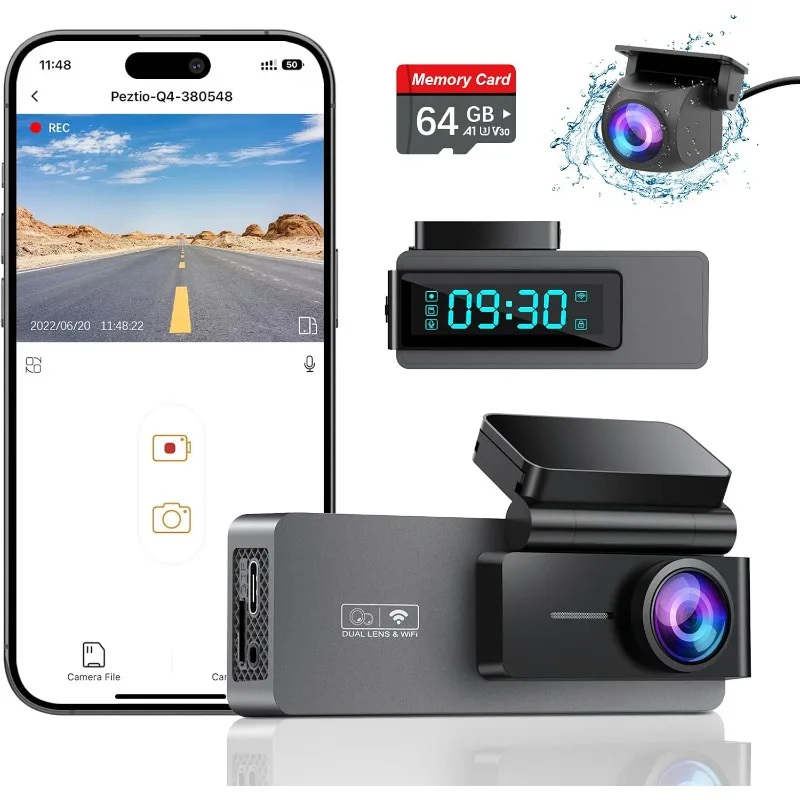 Cam Front and Rear 4K+1080P, Free 64GB Card, Built-in WiFi, Dash Camera for Cars, Car Camera, Dual Dashcams for Cars with N
Cam Front and Rear 4K+1080P, Free 64GB Card, Built-in WiFi, Dash Camera for Cars, Car Camera, Dual Dashcams for Cars with N