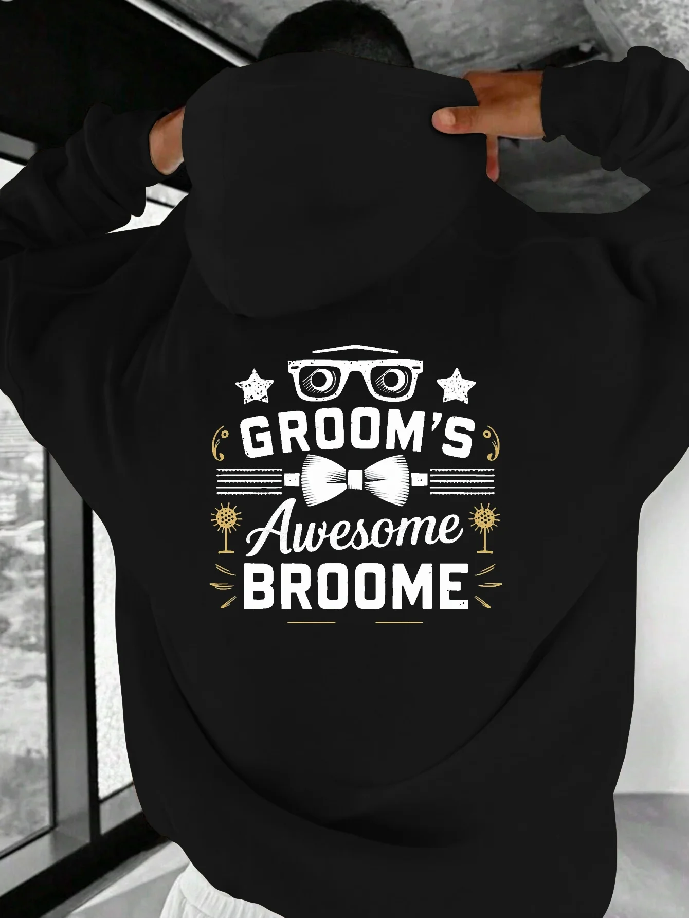 Men's large-sized hooded sweatshirt - Black casual print long-sleeved, featuring glasses and bow design, loose fit style
Men's large-sized hooded sweatshirt - Black casual print long-sleeved, featuring glasses and bow design, loose fit style