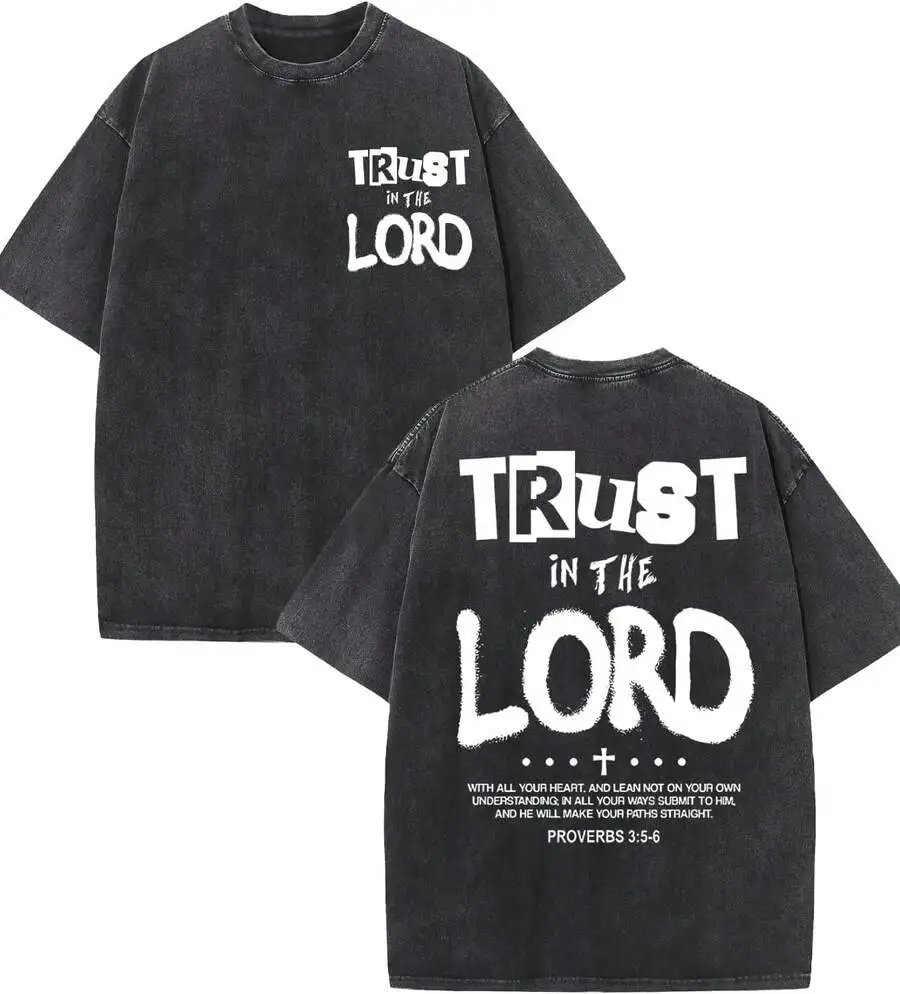 Vintage Washed Oversized Graphic Tee With Bible Verse Proverbs 3:5-6 Faith Streetwear Men Women
Vintage Washed Oversized Graphic Tee With Bible Verse Proverbs 3:5-6 Faith Streetwear Men Women