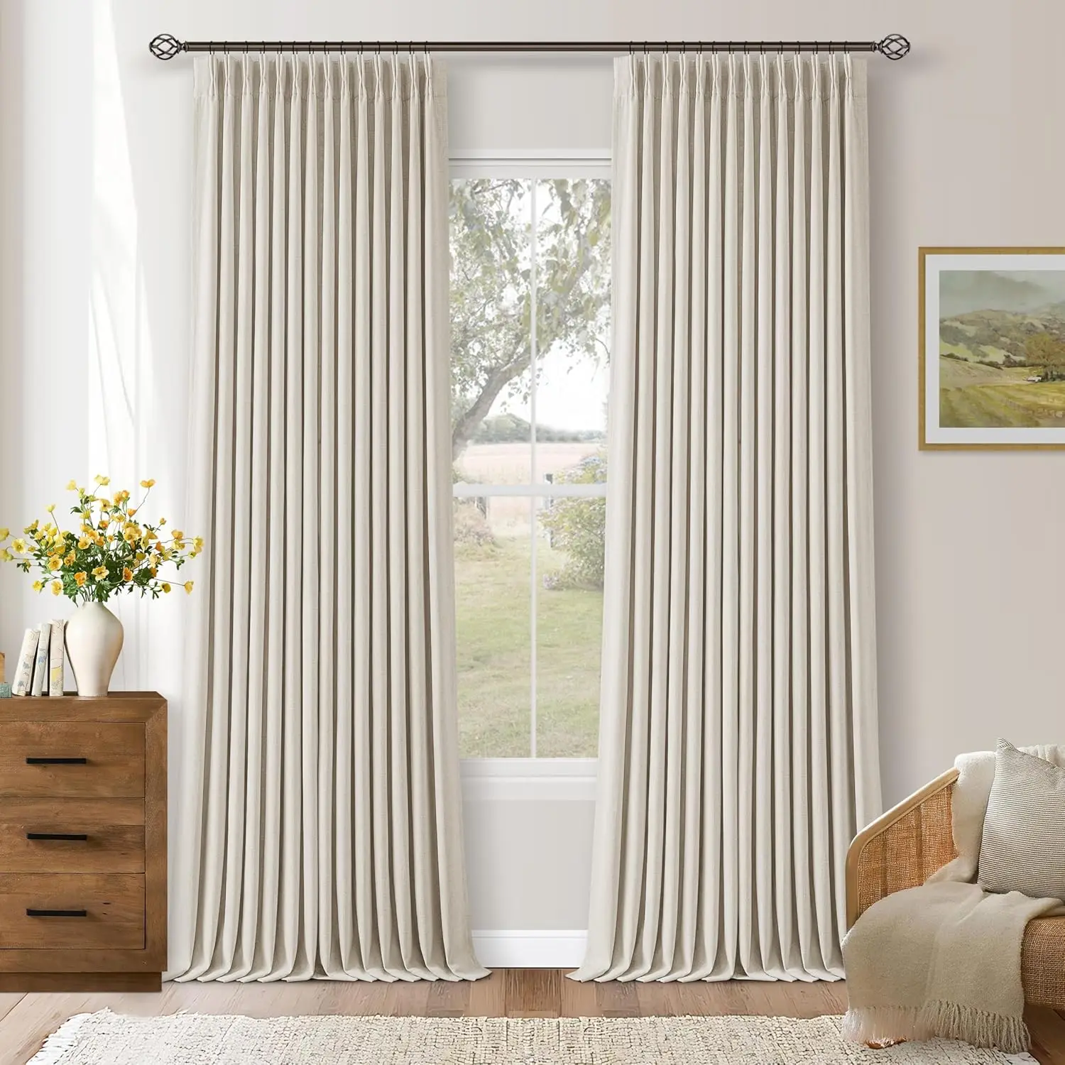 105 Inch Blackout Linen Curtains Pinch Pleat for Bedroom Living Room Darkening Neutral Pleated Thermal Insulated Window Drapes 2
105 Inch Blackout Linen Curtains Pinch Pleat for Bedroom Living Room Darkening Neutral Pleated Thermal Insulated Window Drapes 2