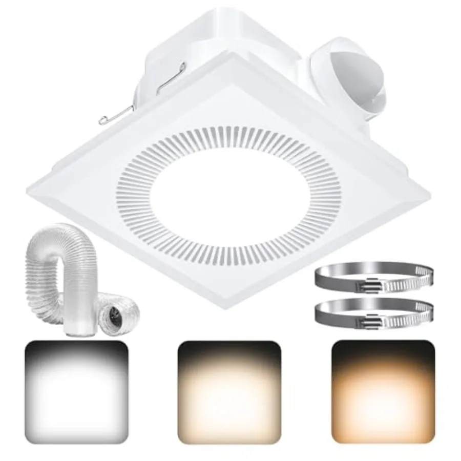 Bathroom Exhaust Fan with Light, Upgraded Quiet Bathroom Vent Fan with LED 3000K/4500K/6500K, 110 CFM, 1.0 Sones, Exhaust Fan w
Bathroom Exhaust Fan with Light, Upgraded Quiet Bathroom Vent Fan with LED 3000K/4500K/6500K, 110 CFM, 1.0 Sones, Exhaust Fan w