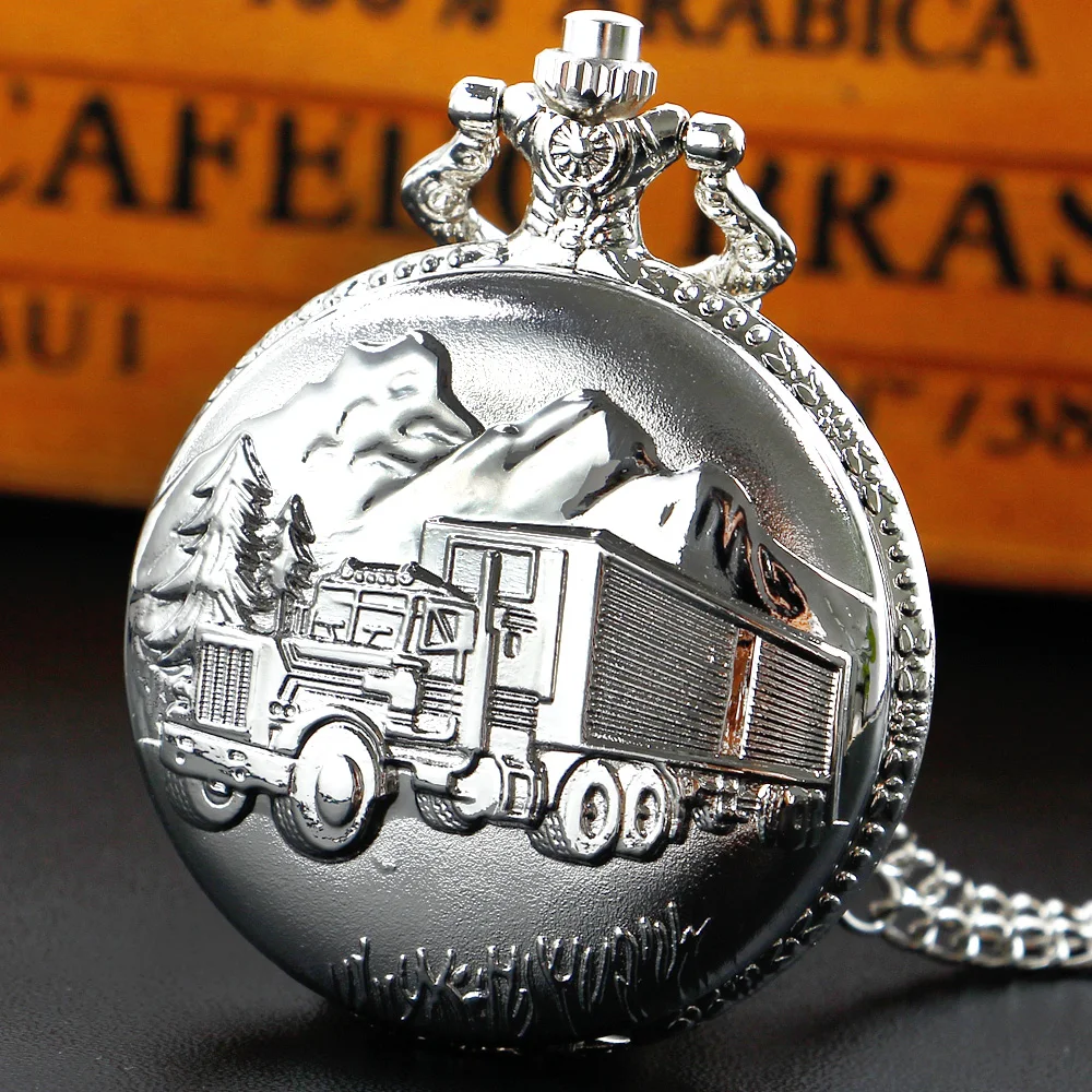 Retro Silver Pocket Watch 3D Car Truck Pattern Quartz Watches with Necklace Chain Clock Gift for Men Reloj De Bolsillo
Retro Silver Pocket Watch 3D Car Truck Pattern Quartz Watches with Necklace Chain Clock Gift for Men Reloj De Bolsillo