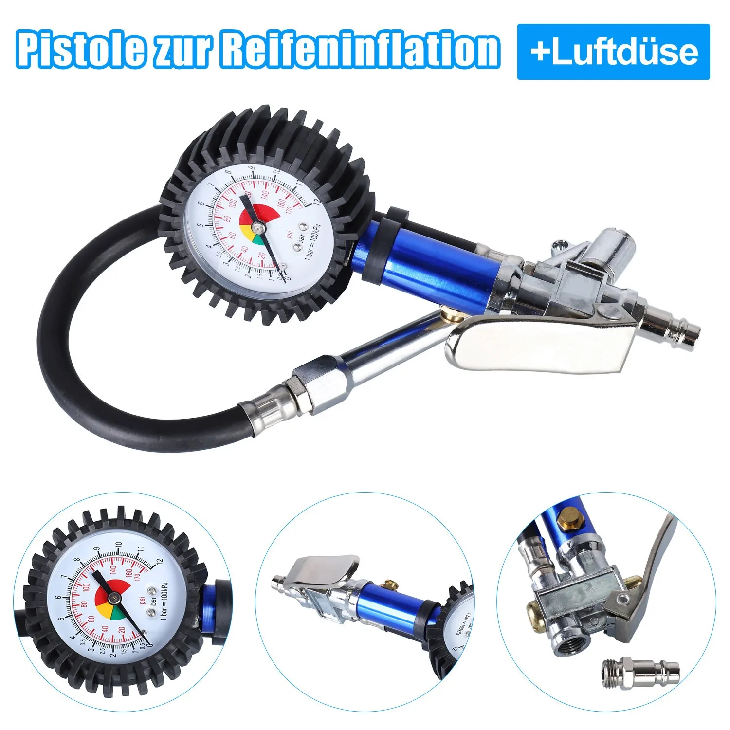 Digital /Tire Air Pressure Inflator Gauge 0-220PSI Alloy With Shockproof Rubber Sleeve For Car Motorcycle Auto Testing /Tool
Digital /Tire Air Pressure Inflator Gauge 0-220PSI Alloy With Shockproof Rubber Sleeve For Car Motorcycle Auto Testing /Tool