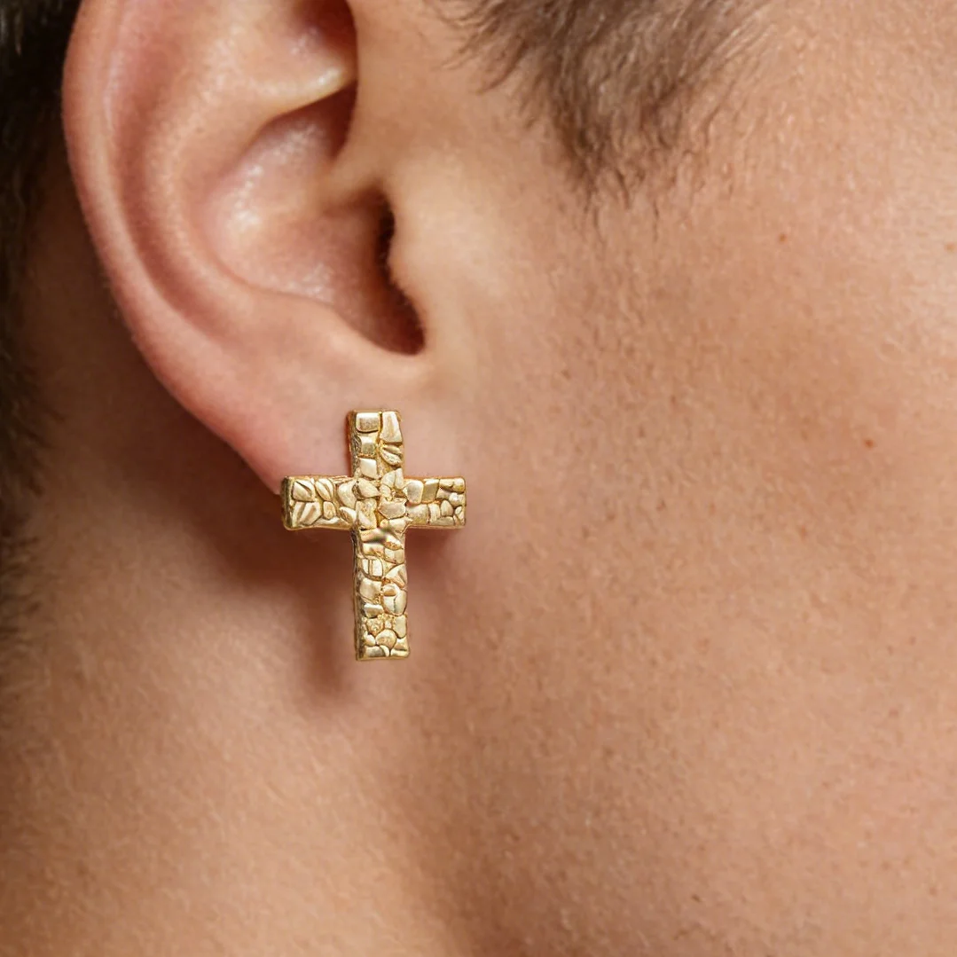 14K Gold Plated Hip Hop Cross Earrings Irregular Geometric Nugget Design Men's Jewelry for Women Gift USA Street Rock Style
14K Gold Plated Hip Hop Cross Earrings Irregular Geometric Nugget Design Men's Jewelry for Women Gift USA Street Rock Style