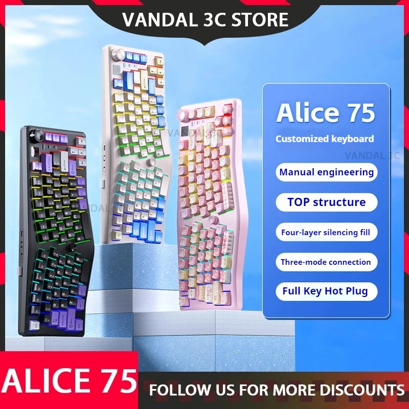 Leobog Alice A75 Wireless Mechanical Keyboard Tri-Mode Hot Swap Rgb Top Structure Custom With Knob Gamer Keyboard For Pc Desktop
Leobog Alice A75 Wireless Mechanical Keyboard Tri-Mode Hot Swap Rgb Top Structure Custom With Knob Gamer Keyboard For Pc Desktop