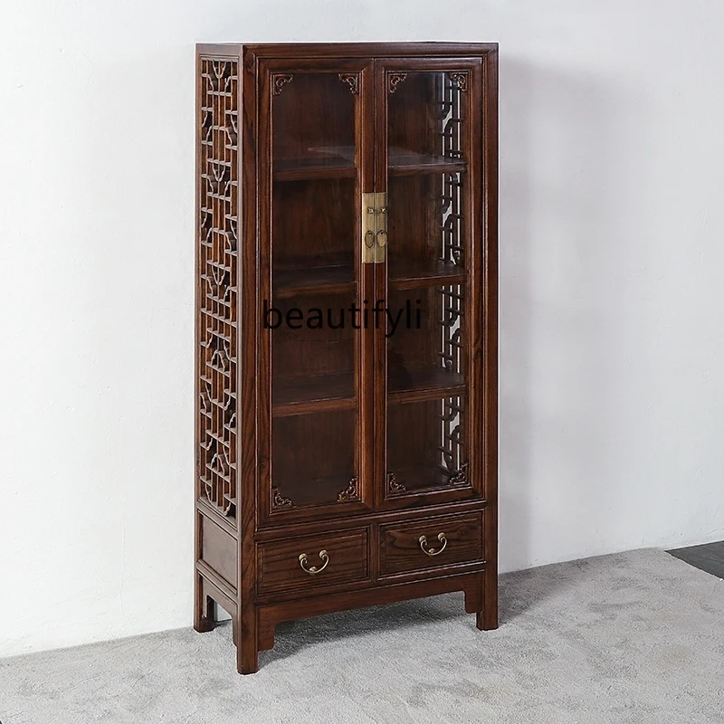 Modern Chinese Style Wine Cabinet Living Room Storage Glass Display Double Door Classical Elm Cabinet
Modern Chinese Style Wine Cabinet Living Room Storage Glass Display Double Door Classical Elm Cabinet