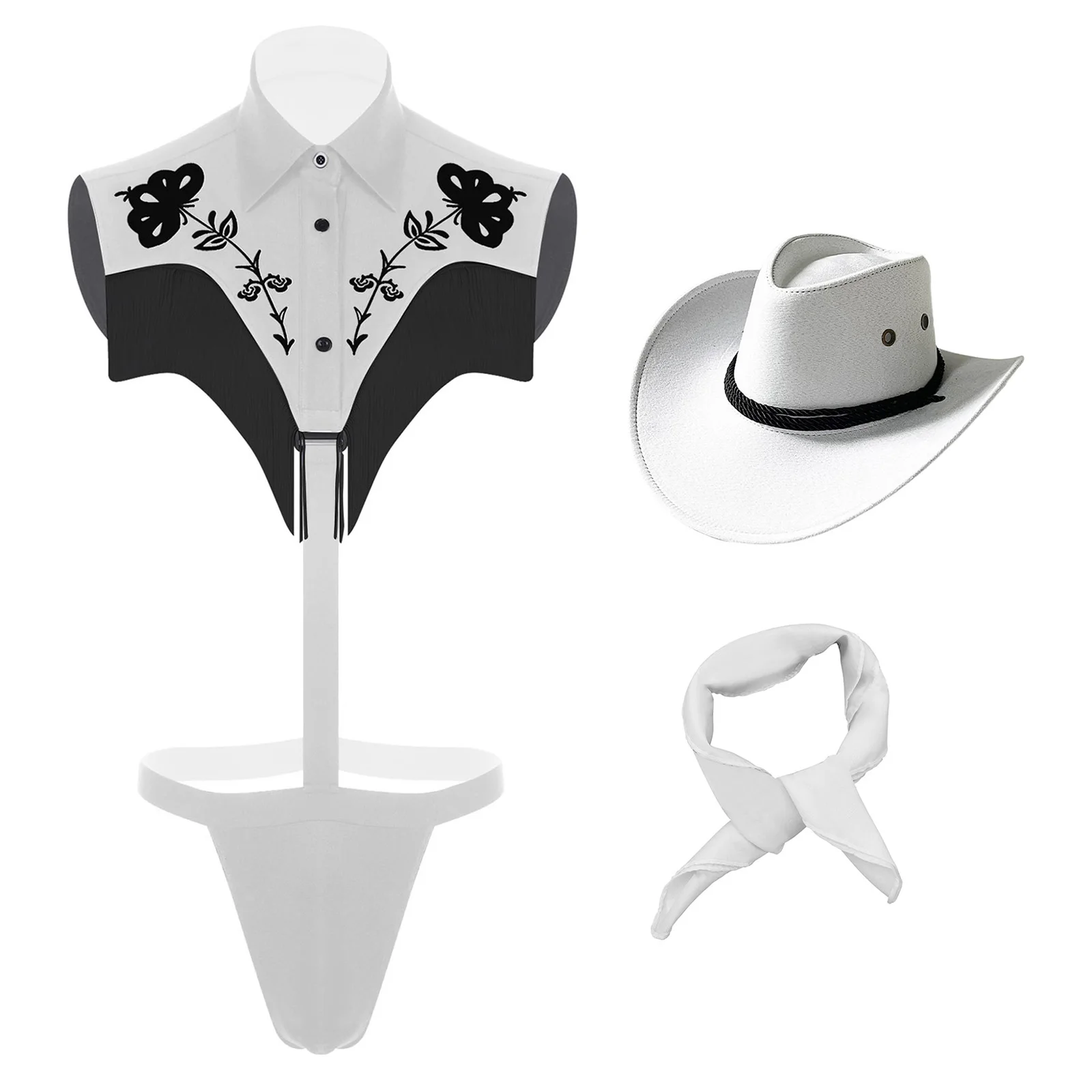 Men Sexy Western Cowboy Role Play Costume Flower Print T-back Bodysuit Hat And Bandanna 3-piece Lingerie Nightwear Cosplay Sets
Men Sexy Western Cowboy Role Play Costume Flower Print T-back Bodysuit Hat And Bandanna 3-piece Lingerie Nightwear Cosplay Sets