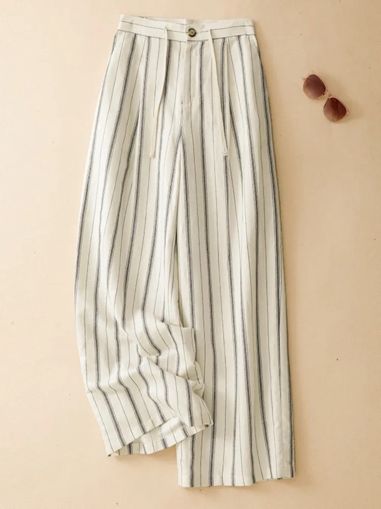 Casual Cotton Linen Wide Leg Pants Women's High Waist Slim Straight Leg Trousers Large Size Conceal Meat Casual Pants
Casual Cotton Linen Wide Leg Pants Women's High Waist Slim Straight Leg Trousers Large Size Conceal Meat Casual Pants