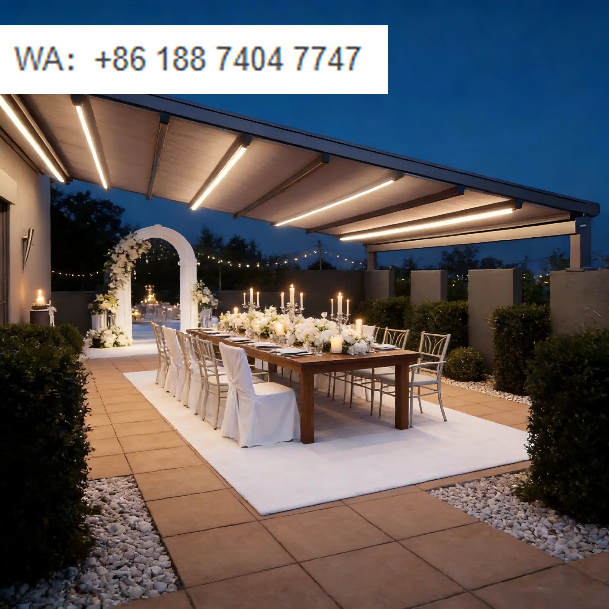 Manufactured Motorized Retractable and Customizable Awning-style Garden Patio Roof Waterproof with Integrated Lighting
Manufactured Motorized Retractable and Customizable Awning-style Garden Patio Roof Waterproof with Integrated Lighting