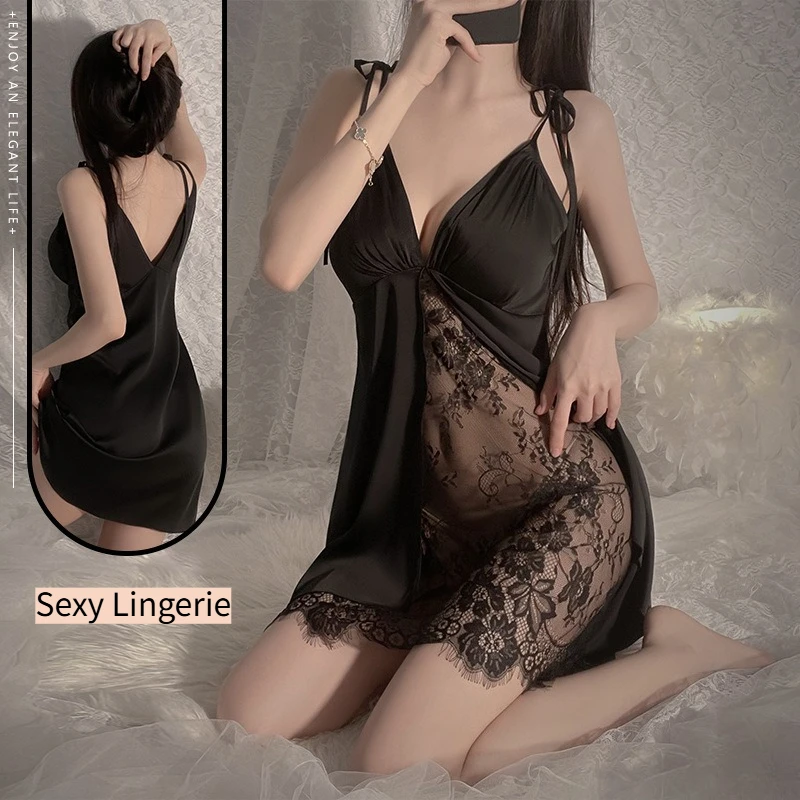 Women Sexy Lingerie Smooth Satin Adult Deep V Night Dress See Through Body Lace Bra Pad Babydoll Female Sleepwear Erotic Pajama
Women Sexy Lingerie Smooth Satin Adult Deep V Night Dress See Through Body Lace Bra Pad Babydoll Female Sleepwear Erotic Pajama