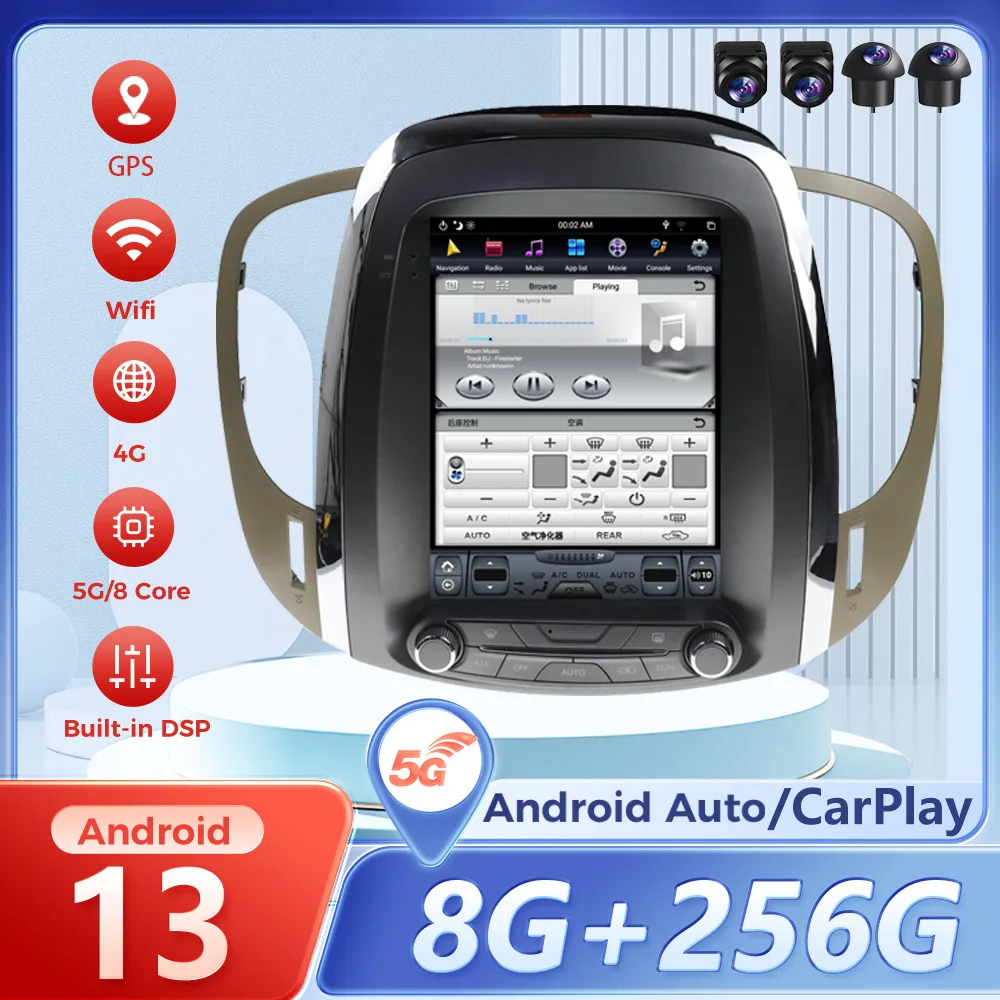 Carplay 10.4" Qualcomm For Buick Lacrosse 2009-2012 Car Radio Multimedia Player Android 13 Auto GPS Navigation Carplay Head Unit
Carplay 10.4" Qualcomm For Buick Lacrosse 2009-2012 Car Radio Multimedia Player Android 13 Auto GPS Navigation Carplay Head Unit