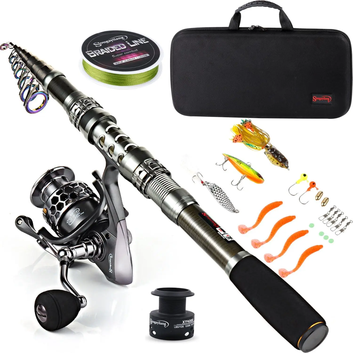 Telescopic Fishing Rod Reel Combo with Carrier Bag for Travel Saltwater Freshwater
Telescopic Fishing Rod Reel Combo with Carrier Bag for Travel Saltwater Freshwater