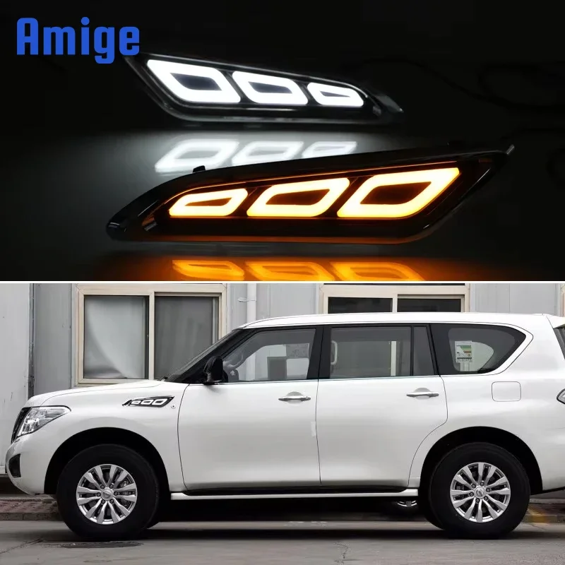 Car LED DRL 12V Daylights For Nissan Patrol 2016 - 2018 Yellow Turn Signal Daytime Running Headlamps Auto Driving Lamp Foglamps
Car LED DRL 12V Daylights For Nissan Patrol 2016 - 2018 Yellow Turn Signal Daytime Running Headlamps Auto Driving Lamp Foglamps