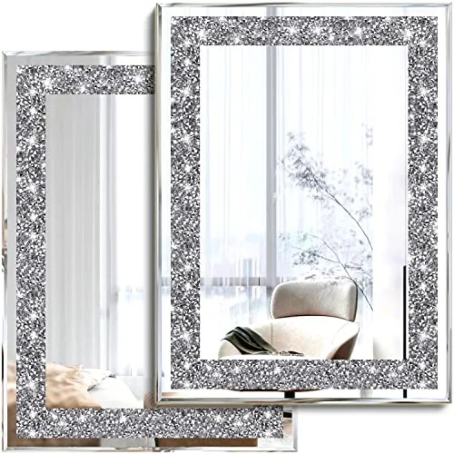 2 Pcs Wall Mirrors, Crush Diamond Wall Décor Decorative Mirrors for Living Room, Bedroom, Bathroom. 11"x15"
2 Pcs Wall Mirrors, Crush Diamond Wall Décor Decorative Mirrors for Living Room, Bedroom, Bathroom. 11"x15"