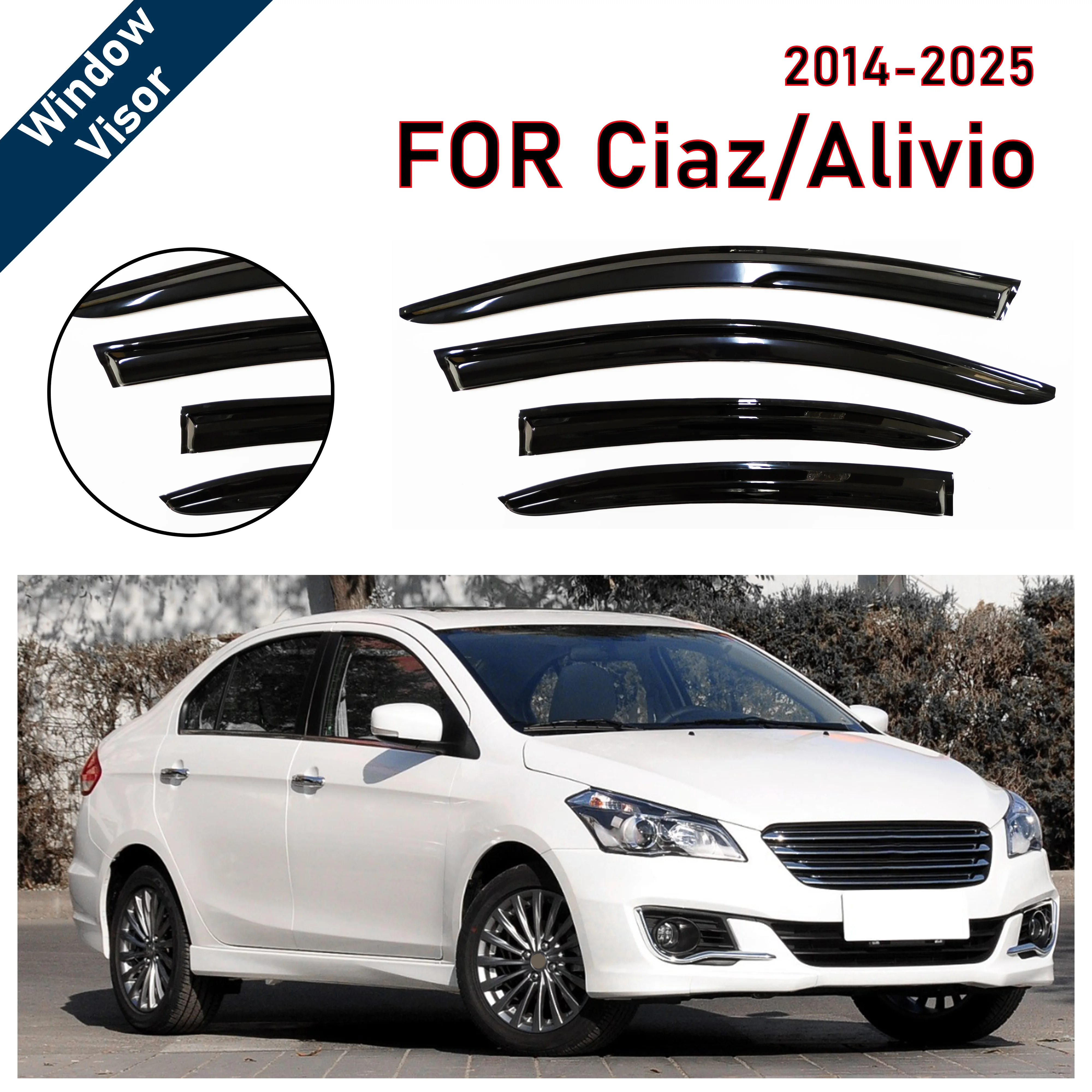 Window Visor for Suzuki Ciaz/Alivio 2014-2025| 4pcs Rain Guard Wind Deflector | Car Weather Shield Accessory
Window Visor for Suzuki Ciaz/Alivio 2014-2025| 4pcs Rain Guard Wind Deflector | Car Weather Shield Accessory