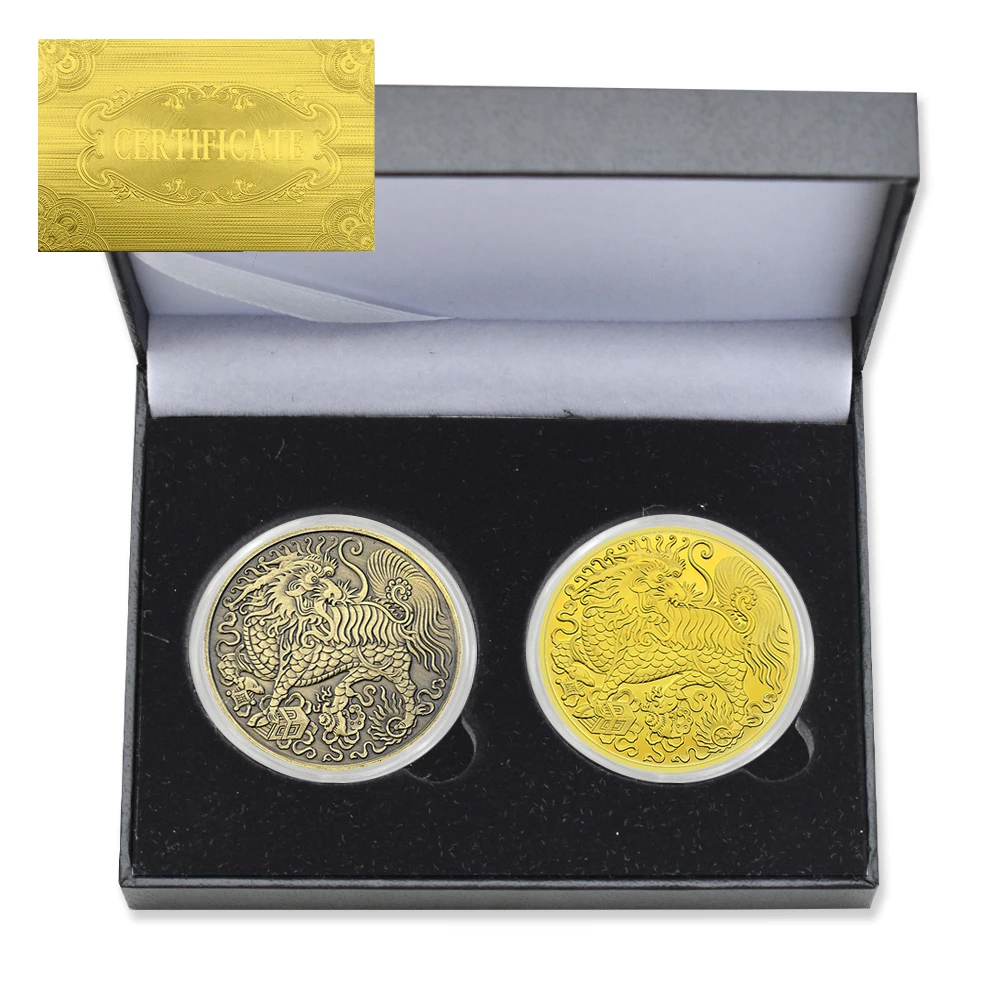2pc/box China Kirin Commemorative Coin Metal Gold Lucky Coin with Certificate and Gift Box Collectible Gift
2pc/box China Kirin Commemorative Coin Metal Gold Lucky Coin with Certificate and Gift Box Collectible Gift