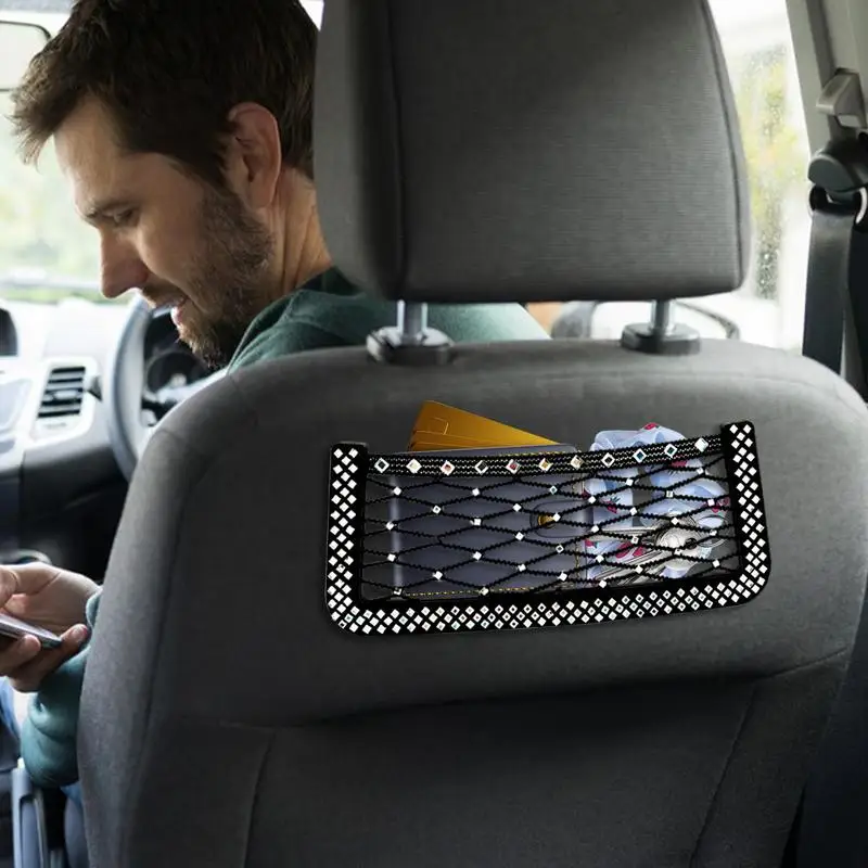 Автомобильная сетка, карман со стразами, декоративная автомобильная настенная сетка, продуктовая сумка, многофункциональный кошелек, держатель для телефона, карман, клейкое автокресло, сторона
Автомобильная сетка, карман со стразами, декоративная автомобильная настенная сетка, продуктовая сумка, многофункциональный кошелек, держатель для телефона, карман, клейкое автокресло, сторона