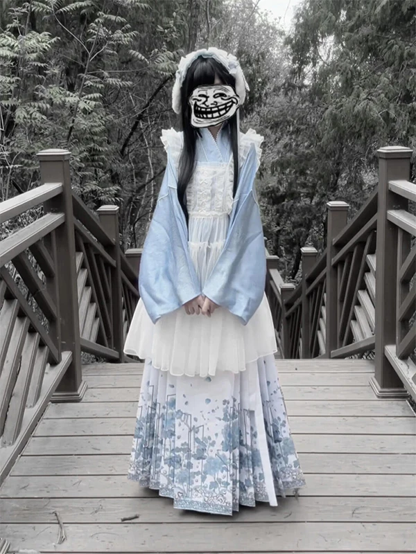 Blue Hanfu Women's Lolita Skirt with Face Sleeve Cover Elegant Cute Chinese Traditional Costume Summer New Arrival
Blue Hanfu Women's Lolita Skirt with Face Sleeve Cover Elegant Cute Chinese Traditional Costume Summer New Arrival