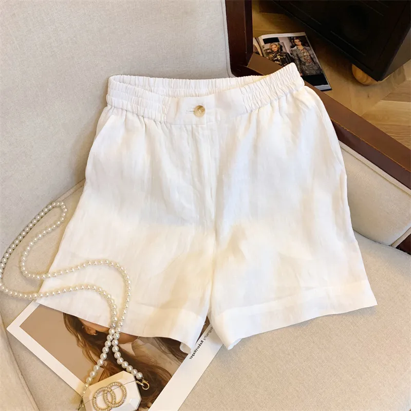 White Linen Elastic Waist Wide Leg Short Pants Women's Summer New Loose Fit Shorts Commute Style Pear Body Type Single Piece
White Linen Elastic Waist Wide Leg Short Pants Women's Summer New Loose Fit Shorts Commute Style Pear Body Type Single Piece