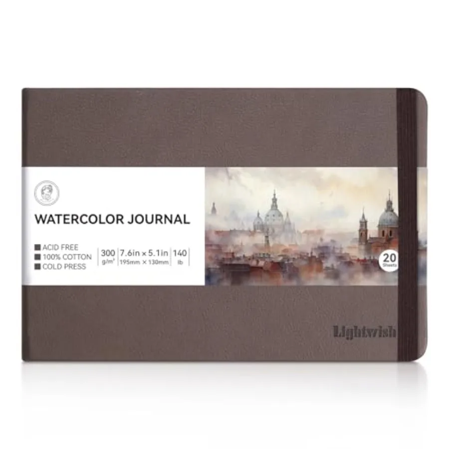 Watercolor Journal, 100% Cotton Cold Press Watercolor Paper Sketchbook 7.6" x 5.3", 20 Sheets 140lb/300gsm,Acid-Free for Waterc
Watercolor Journal, 100% Cotton Cold Press Watercolor Paper Sketchbook 7.6" x 5.3", 20 Sheets 140lb/300gsm,Acid-Free for Waterc