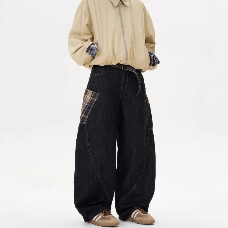 KIDWHXR Man Denim Pant American Plaid Patchwork Loose Casual Male Harem Pant Vinatge Mid Waist Washed Versatile Men Trousers
KIDWHXR Man Denim Pant American Plaid Patchwork Loose Casual Male Harem Pant Vinatge Mid Waist Washed Versatile Men Trousers