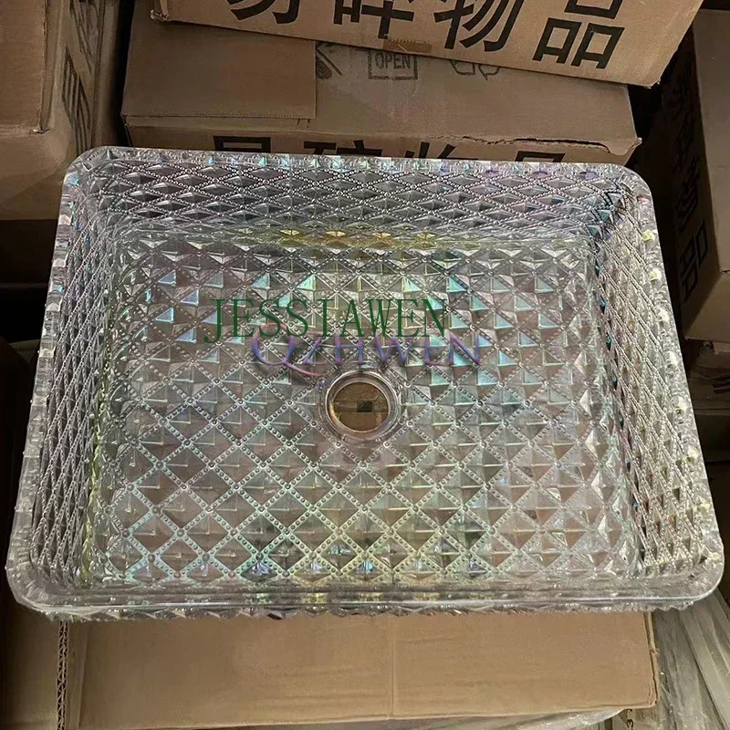 460*320*110mm Glass Bathroom Sink Square Transparent Countertop Sink Colorful Pearl Bathroom Washbasin with Water Drip Faucet
460*320*110mm Glass Bathroom Sink Square Transparent Countertop Sink Colorful Pearl Bathroom Washbasin with Water Drip Faucet