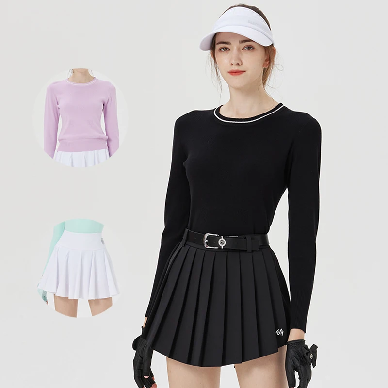 Blktee Women Round Neck Elastic Golf T-shirt Knitted Long Sleeve Sweaters Lady Anti-light Pleated Skorts Slim A-lined Golf Skirt
Blktee Women Round Neck Elastic Golf T-shirt Knitted Long Sleeve Sweaters Lady Anti-light Pleated Skorts Slim A-lined Golf Skirt