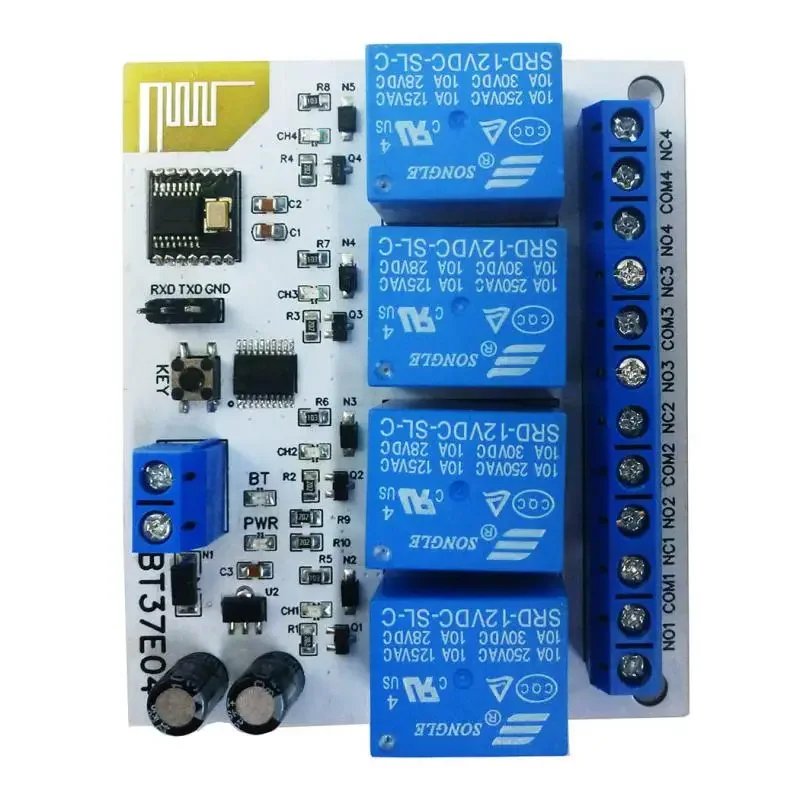BT37E04 4Ch DC 5V/12V For Android Bluetooth-Compatible Relay 2.4G RF Remote control IOT Module
BT37E04 4Ch DC 5V/12V For Android Bluetooth-Compatible Relay 2.4G RF Remote control IOT Module