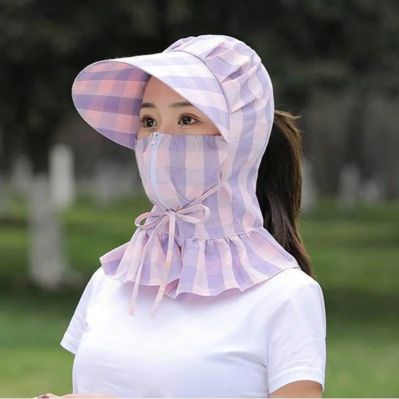Summer Sun Hat for Women: Breathable Tea-Picking Hat with Integrated Face Mask, Dust-Proof, Full-Face Sun Protection, Worker Hea
Summer Sun Hat for Women: Breathable Tea-Picking Hat with Integrated Face Mask, Dust-Proof, Full-Face Sun Protection, Worker Hea