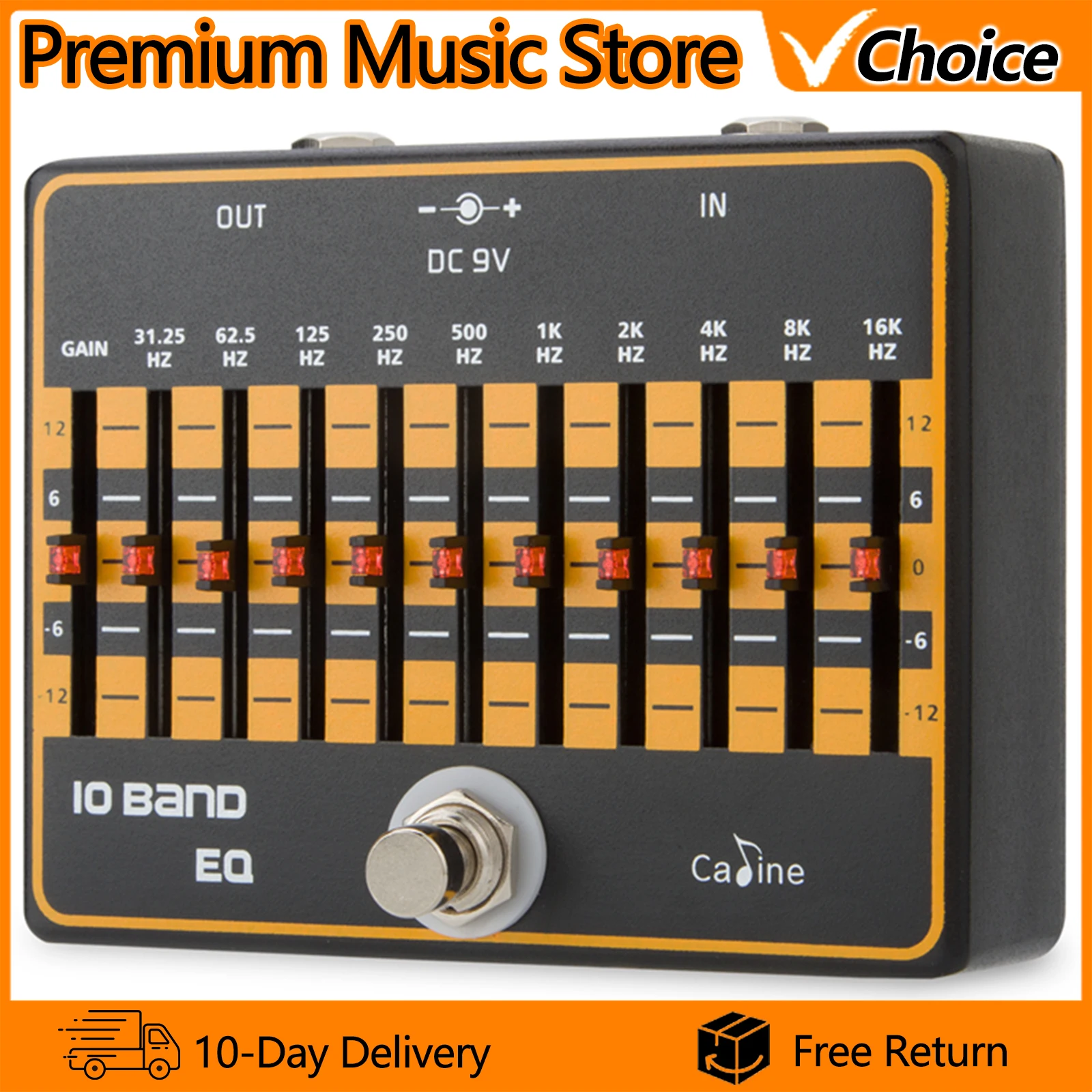 Caline Electric Guitar Effect Pedal CP-24 10 Band EQ Equalizer Effect Guitar Pedal True Bypass Guitar Accessories Parts
Caline Electric Guitar Effect Pedal CP-24 10 Band EQ Equalizer Effect Guitar Pedal True Bypass Guitar Accessories Parts