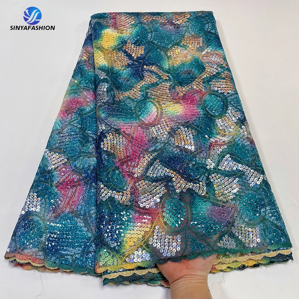 African French Lace Fabric Sequence 5 Yards High Quality Nigerian 3D Sequins Floral Laser Embroidery Tulle Lace For Lady Dress
African French Lace Fabric Sequence 5 Yards High Quality Nigerian 3D Sequins Floral Laser Embroidery Tulle Lace For Lady Dress
