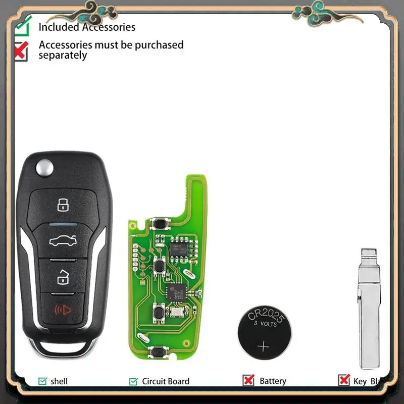 M45K-1 Piece For Xhorse XKFO01EN Universal Wire Remote Key Fob Flip 4 Button For Ford Style For VVDI Key Tool
M45K-1 Piece For Xhorse XKFO01EN Universal Wire Remote Key Fob Flip 4 Button For Ford Style For VVDI Key Tool
