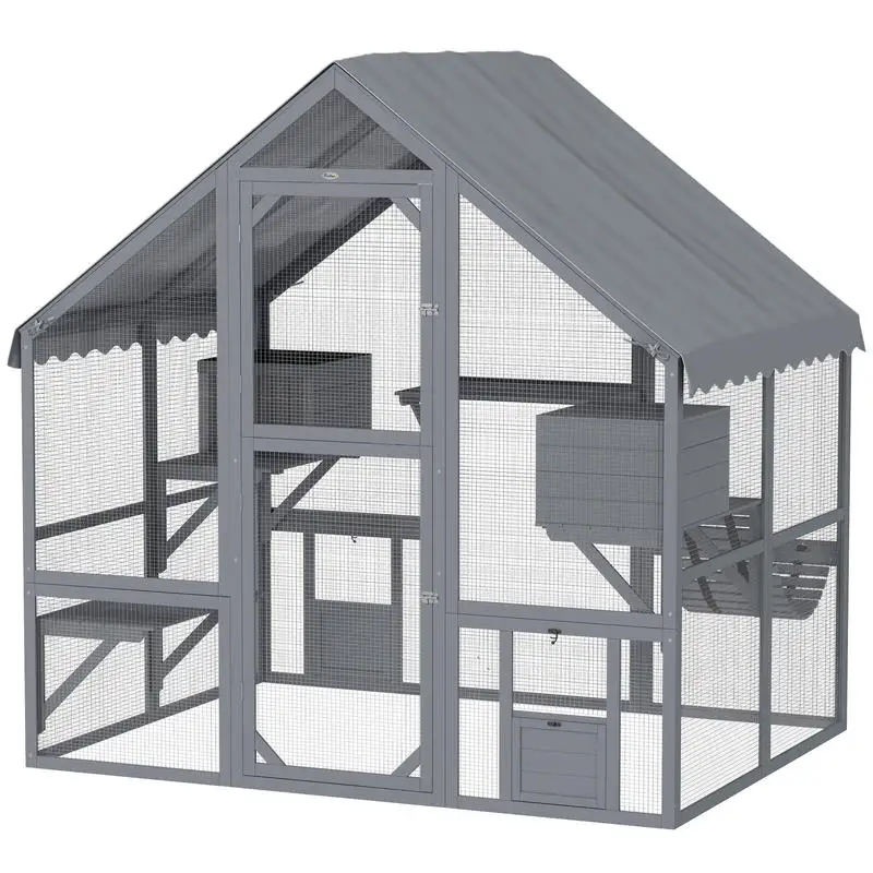 PawHut Wooden Catio Outdoor Cat Enclosure with Waterproof Cover, 2 Condos, 4 Platforms, Bridge, Doors, Gray
PawHut Wooden Catio Outdoor Cat Enclosure with Waterproof Cover, 2 Condos, 4 Platforms, Bridge, Doors, Gray